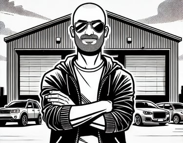 caricatura del gestore di garage 83 noleggio auto in svizzera