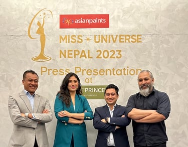organiser team members and Miss Universe Nepal 2023 setup