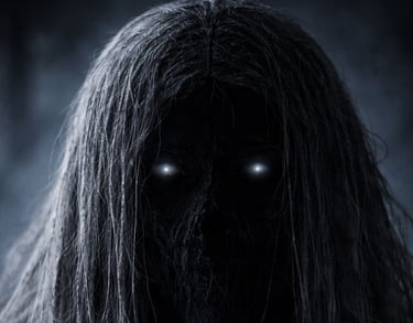 a creepy looking black and white photo of a creepy looking faceless person