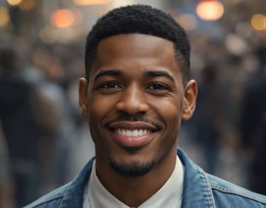 a man in a denim jacket and tie dye dyed denim jacket