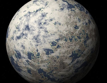 Ilustração artística do exoplaneta TRAPPIST-1e.