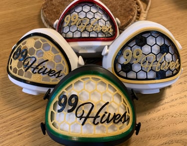 flo-76: Flomasks with 99Hives logo decoration