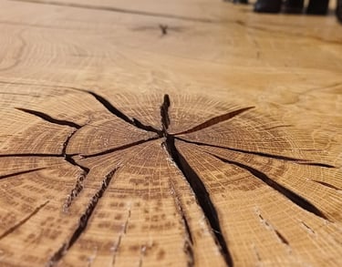 a wooden table with a wooden table top