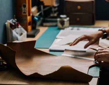 Leather design, Handmade leather craft workspace