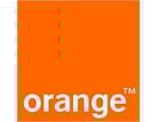 a orange and white logo for orange