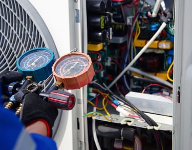 Our engineer doing pressure and maintenance checks