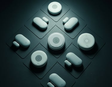 VAutomate smart sensors placed flat. showing the rich sensor collection