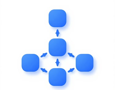 a blue and white box with squares on it