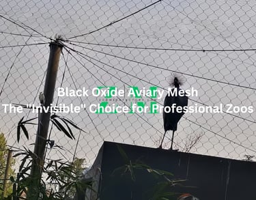 A professional zoo exhibit using black oxide aviary mesh to create an invisible barrier for tropical