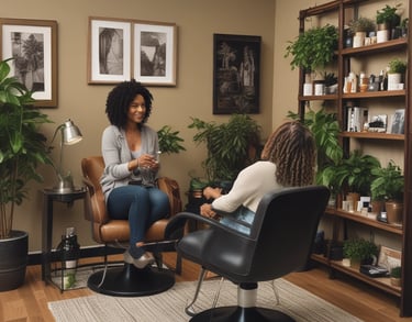 woman in blue and white shirt