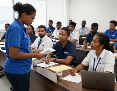 a man riding a skateboard down a street next to tall buildings