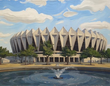 Artistic image of the Hampton Coliseum, a well-known Hampton Roads landmark in Hampton, Virginia.