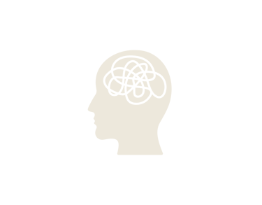 silhueta humana de perfil com símbolo abstrato no meio do crânio