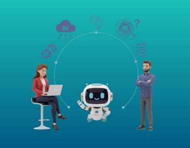 Machine2Mind Roboter ist verwirrt von Fachbegriffen und verspricht Klarheit statt Fachchinesisch