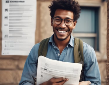 a man riding a skateboard down a street next to tall buildings