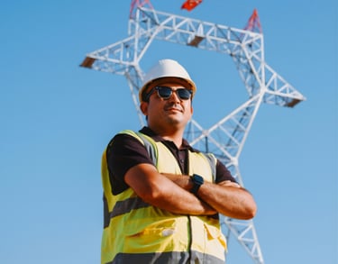 utility transmission tower infrastructure corridor maintenance worker