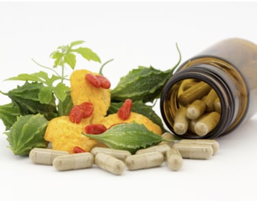 Naturopathic medicine herbs and supplements representing food as medicine and holistic wellness care