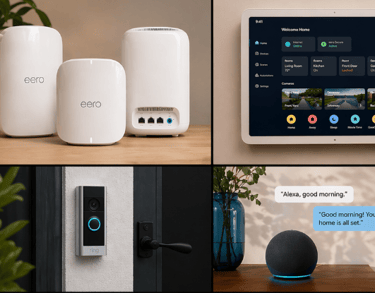 Eero mesh Wi-Fi routers and integrated smart home automation devices.