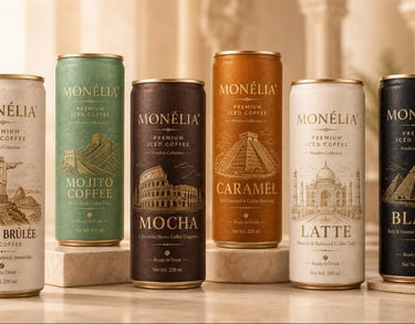 MONÉLIA ready-to-drink iced coffee for retail HoReCa distributors and global markets