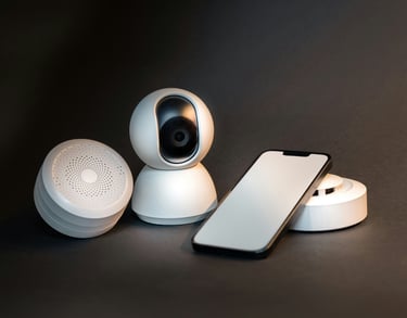 Kit de seguridad para hogar con cámara WiFi, central de alarma y smartphone para monitor remoto