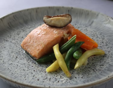 Miso-Simmered Salmon with Mixed Vegetables