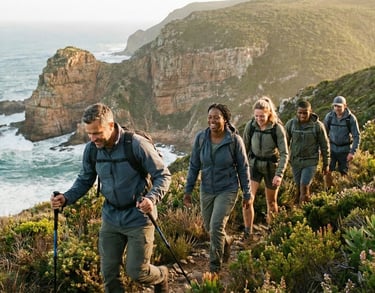 a group doing a hike on a fitness retreat in South Africa