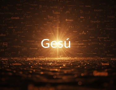 Il nome Gesú con una luce che brilla su di esso