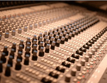 a sound board with a sound board and a microphone