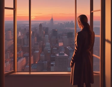 a man riding a skateboard down a street next to tall buildings