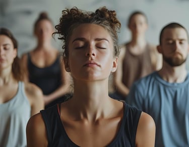 Grupo de personas meditando