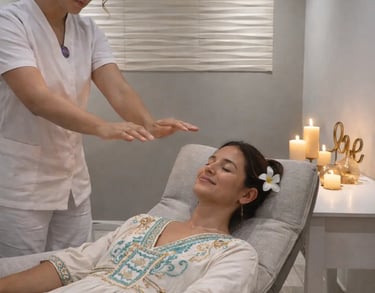 a woman getting a massage at a spa