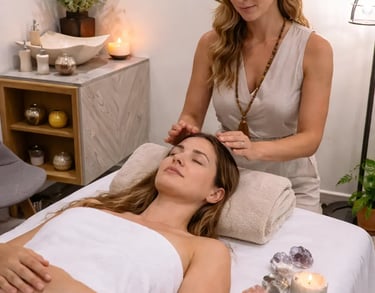 a woman getting a massage at a spa