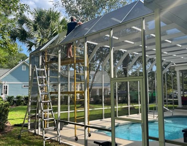 Elegant custom pool enclosure installed in Murrells Inlet, SC.