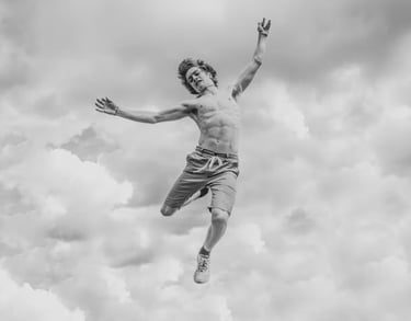 uomo che è in volo significando la decisione di agire per la causa di etica 