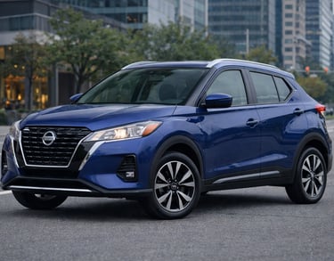 carro grande e barato nissan kicks azul suv moderno em ambiente urbano