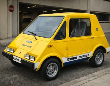 Gurgel Itaipu Elétrico representando as marcas de carros brasileiras pioneiras em mobilidade elétric