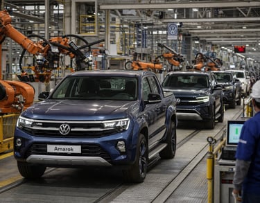 Produção da Volkswagen Amarok na fábrica de General Pacheco antes do encerramento da geração atual