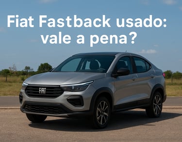 Fiat Fastback Impetus estacionado em ambiente urbano com texto “Fiat Fastback usado: vale a pena?” n