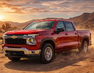 Chevrolet Silverado 2027 vermelha com autonomia de até 1600 km em estrada