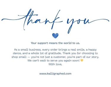 Thankyou note to customers 
