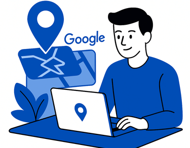 Homme avec un ordinateur qui modifie le référencement sur Google