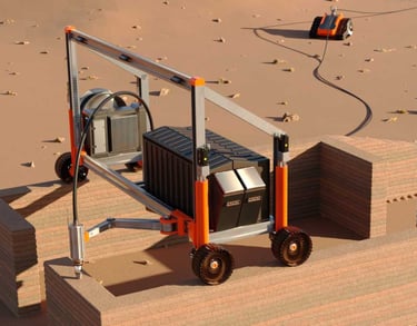 Image of prototype dwelling printer on the surface of Mars.