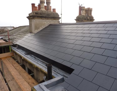 New slate roof in progress