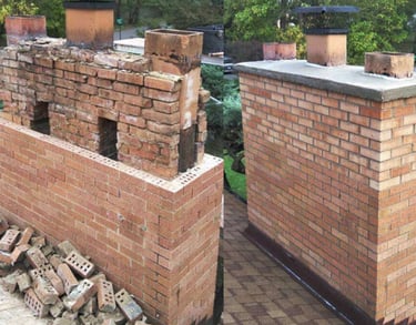 Chimney rebuild in progress