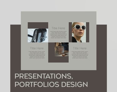 Presentation design case study showing a template with a structured layout for slides and visuals.
