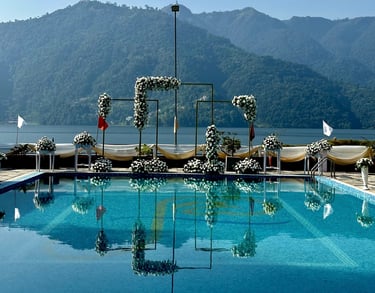 flower decoration poolside destination wedding Pokhara