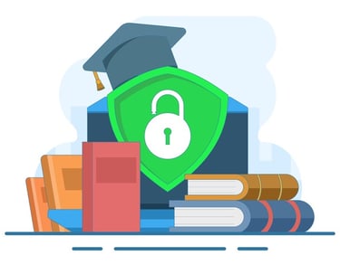 a green shield with a green shield on top of books
