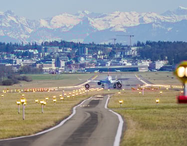 a plane taking off from the runway at the airport