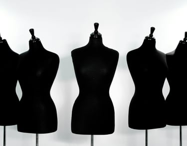 Row of silhouette mannequins