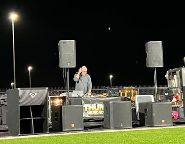 DJ Jason bringing the hype at the Cascade High School Football game